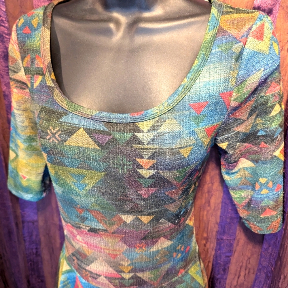 Geometric Aztec Native Lularoe Dress Fall Urban Free People Skater Coquette Smal